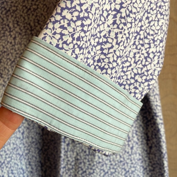 NWT Talbots 16P Floral Button Down Blouse Purple Blue White 3/4 Sleeve Cotton - Picture 11 of 12